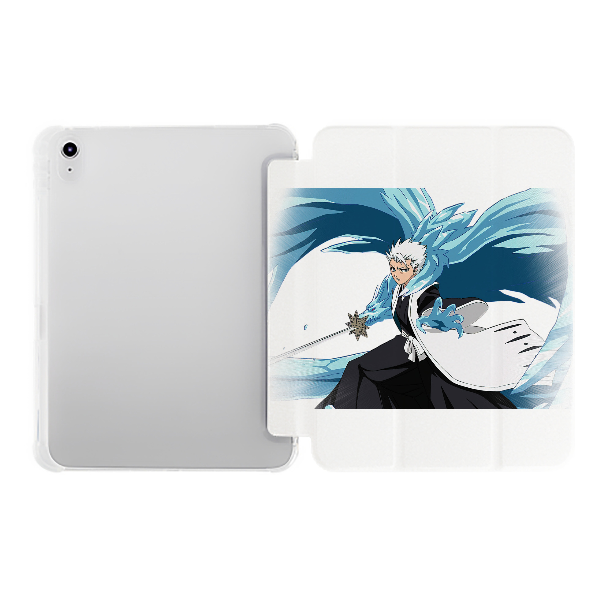 （画像用） ブリーチ 日番谷冬獅郎（ひつがや とうしろう） BLEACH Hitsugaya Toushirou IPad ケース ペン収納付き 三つ折りスタンド PUレザー×シリコン 対応機種9.5/10.5/10.9インチ